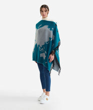 Carica l'immagine nel visualizzatore di Gallery, Sciarpone Geo Pieno con bottoni 75 x 180 Petrolio