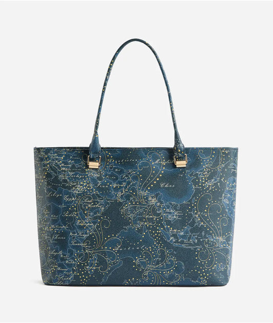 Festive Geo borsa shopping Blu Profondo Alviero Martini