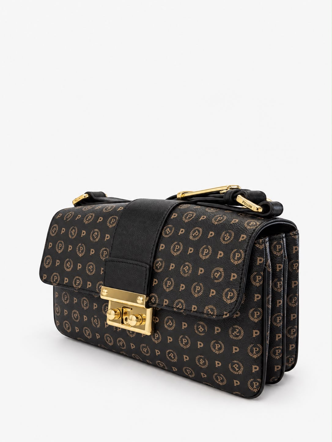 Pollini Linea Heritage Borsa A Tracolla Heritage Pvc Nero/Nero