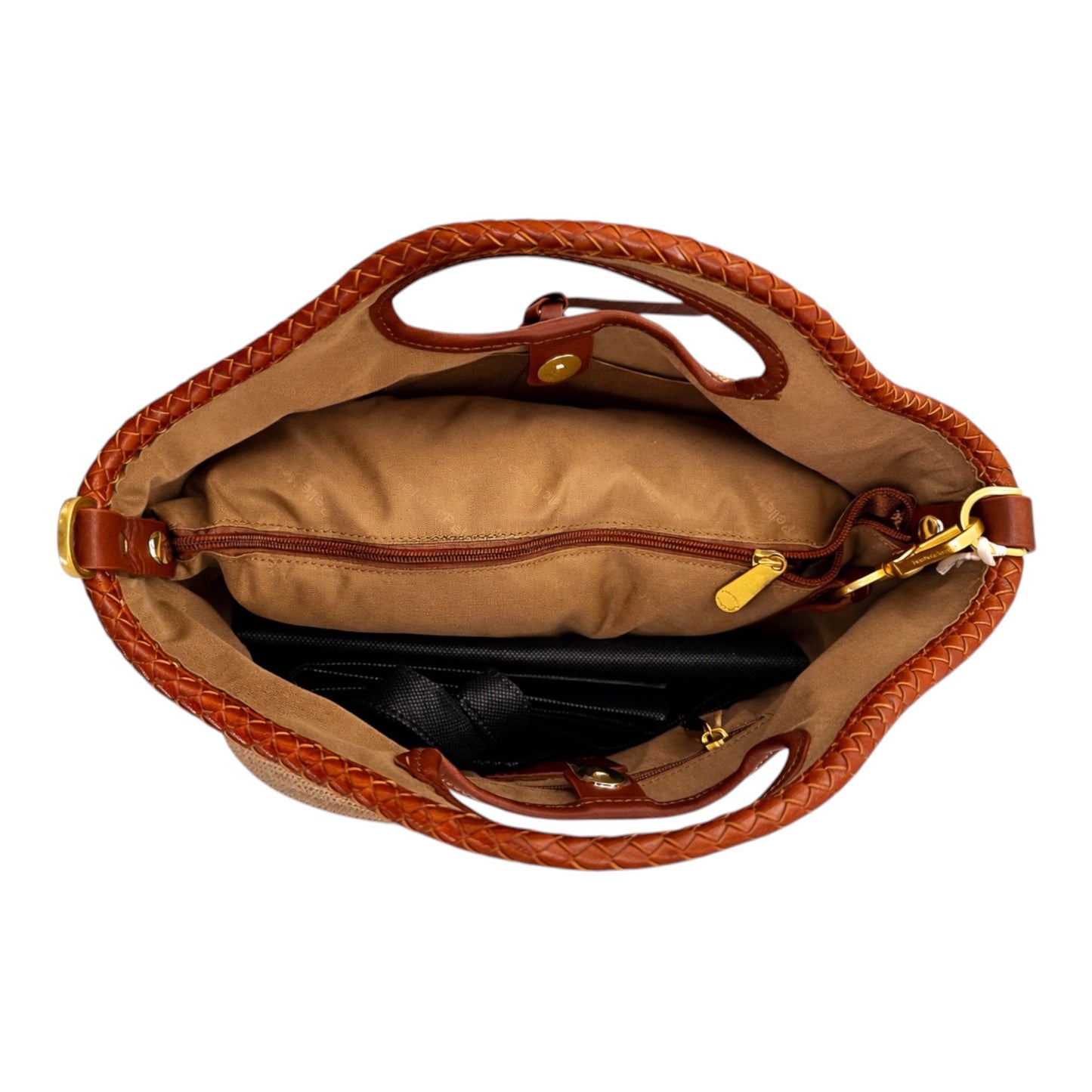 Borsa a Mano 'Rigadin' in Pelle e Rafia Cuoio - Pelletteria Veneta