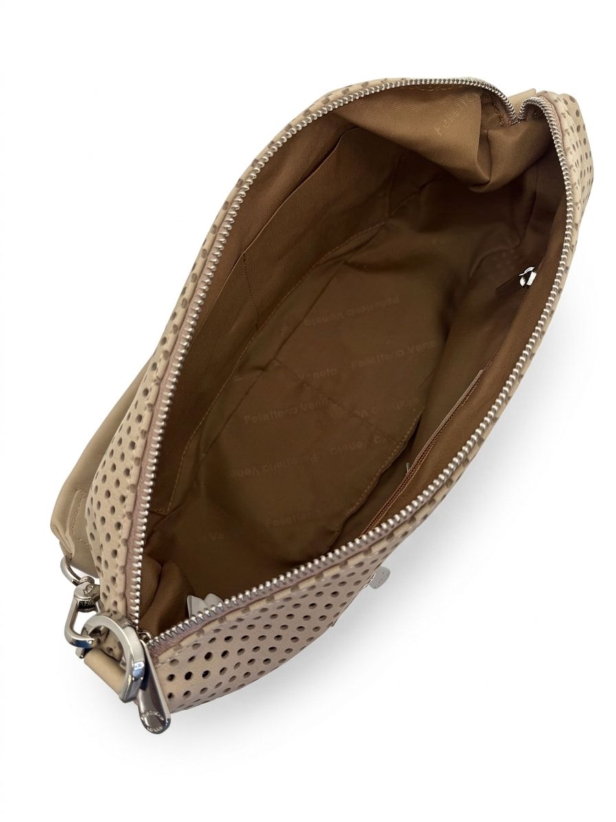 Borsa a Spalla 'Forello' in Nabuk Traforato Marmo - Pelletteria Veneta