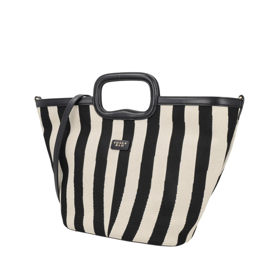 ToscaBlu Borsa a mano grande Pantelleria a righe colore nero