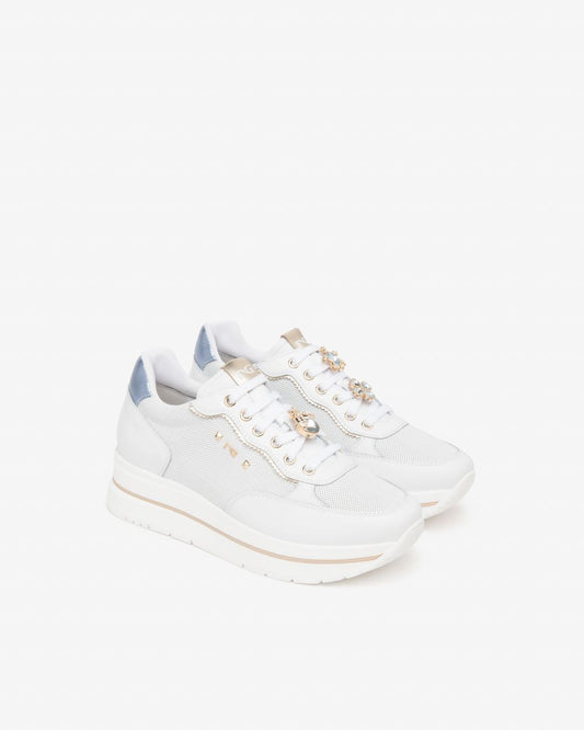E615202D_707 Sneakers Donna in Pelle e Materiale Tecnico NeroGiardini