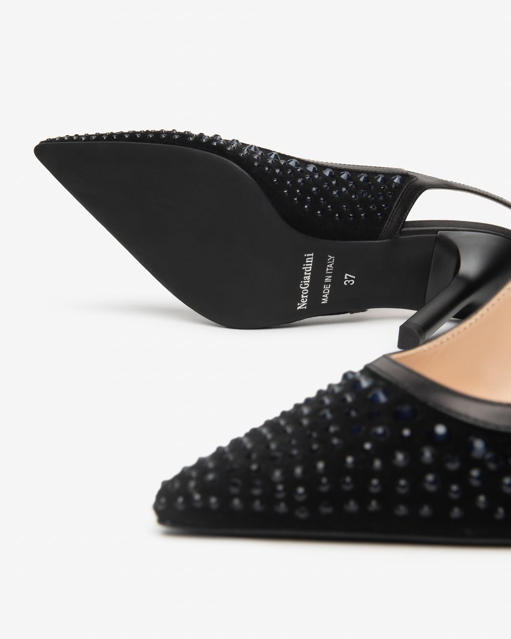 E615431DE_100 Sling-Back Donna in Pelle NeroGiardini