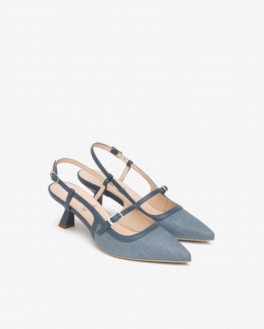 E615471D_203 Sling-Back Donna in Pelle e Tessuto NeroGiardini