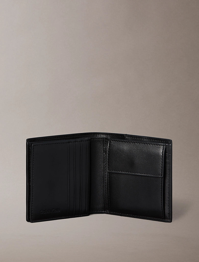 Portafoglio a tre ante con emblem logo all-over e portamonete Calvin Klein Black