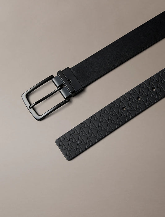 Cintura double-face in pelle pieno fiore Calvin Klein Black