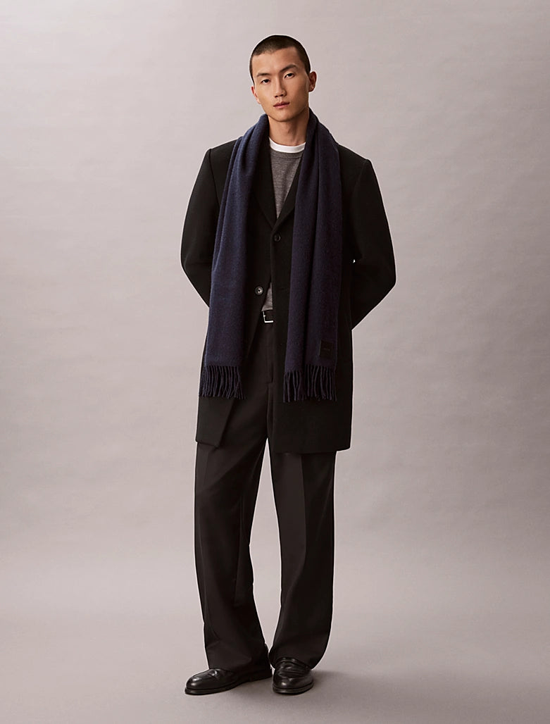 Sciarpa in lana con stemma in pelle Calvin Klein Blue Nights