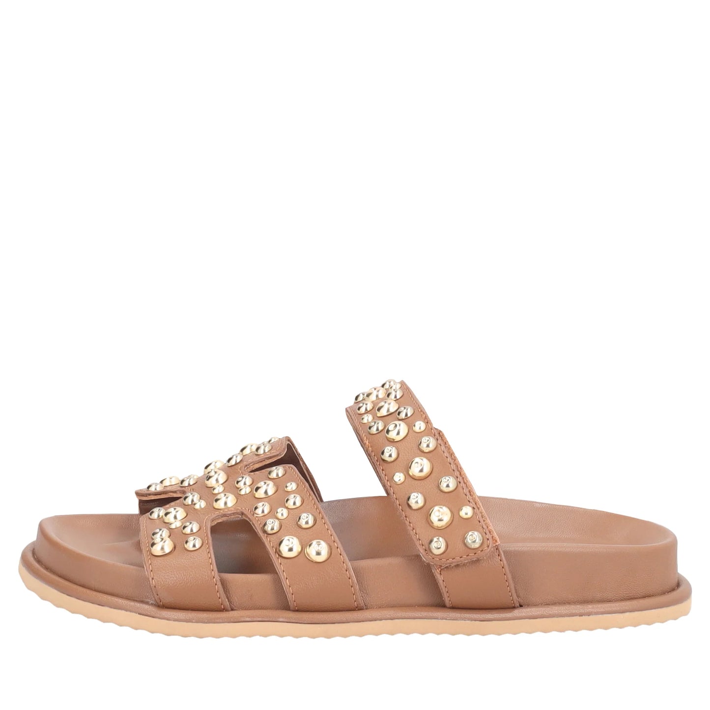 Sandalo Tenerife in pelle con borchie colore biscotto Tosca Blu