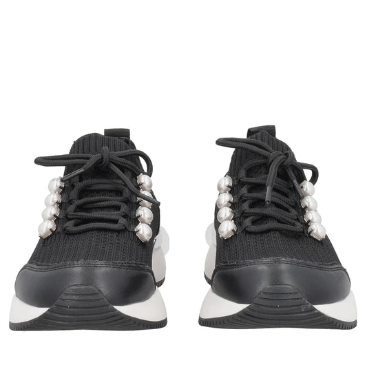Sneaker Cleo in tessuto e pelle con perle colore nero Tosca Blu
