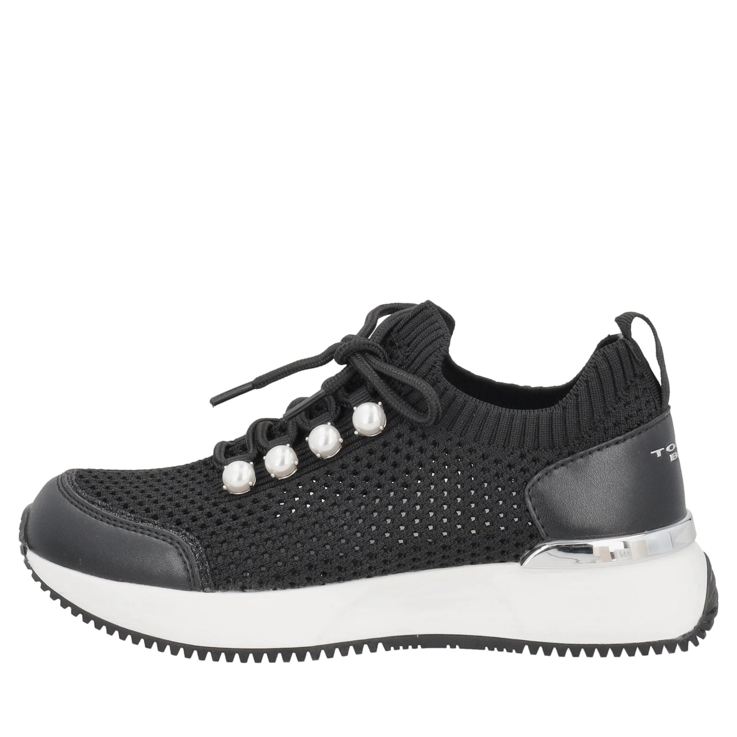 Sneaker Cleo in tessuto e pelle con perle colore nero Tosca Blu