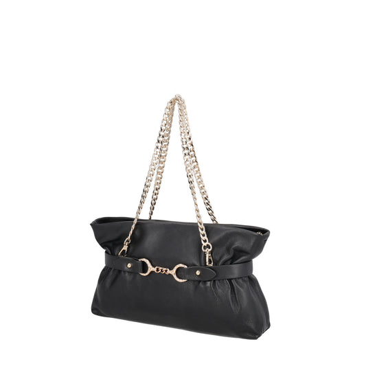 ToscaBlu Pochette Capri in pelle con staffa gioiello colore nero