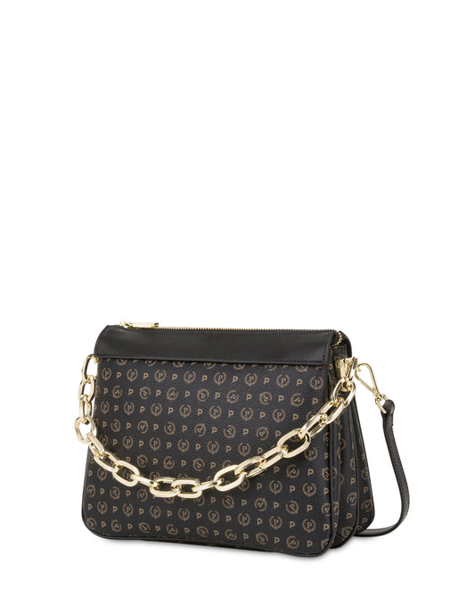 Pollini Linea Heritage Borsa A Spalla Heritage Pvc Nero/nero
