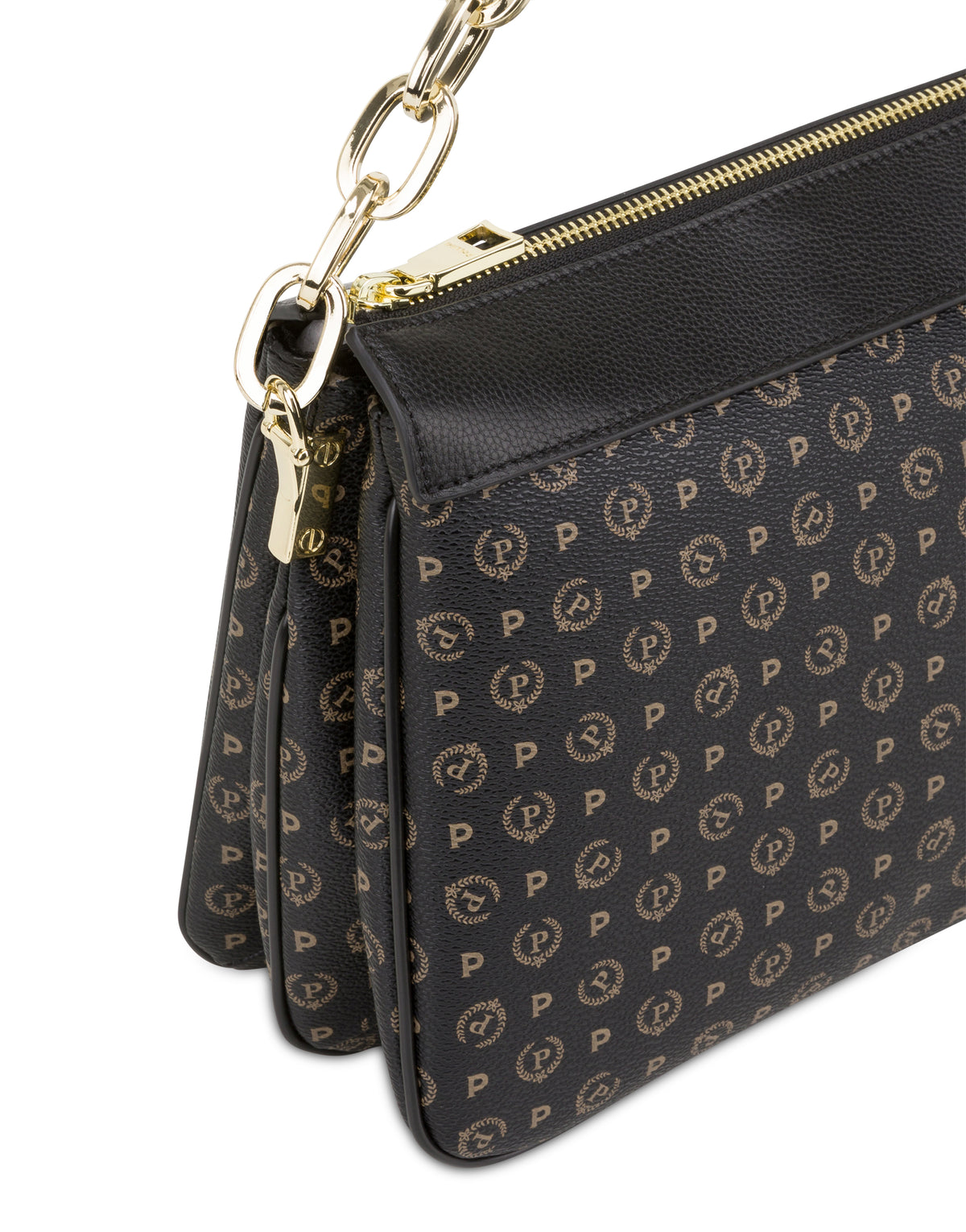 Pollini Linea Heritage Borsa A Spalla Heritage Pvc Nero/nero