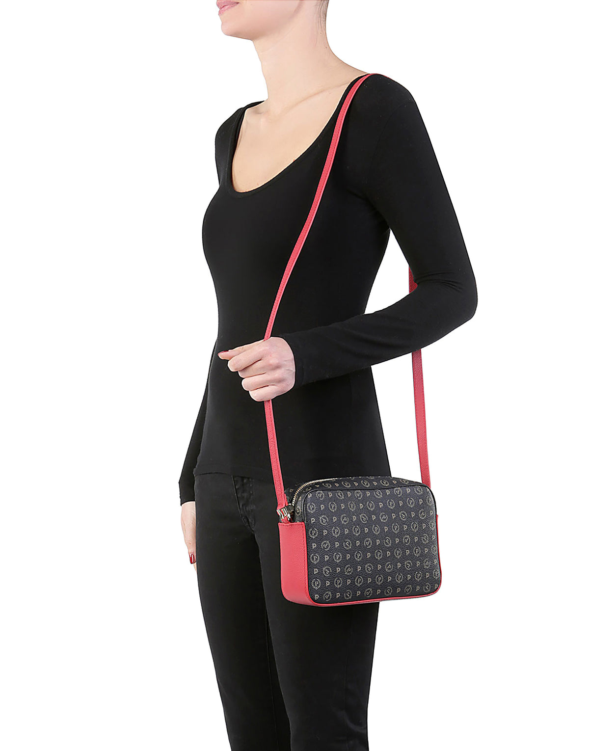Pollini Linea Heritage Borsa A Tracolla Heritage Logo Classic Nero/lacca
