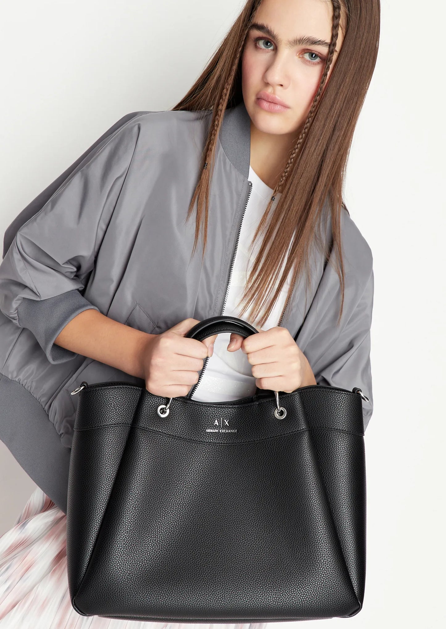 Borsa shopper sagomata grande con doppi manici