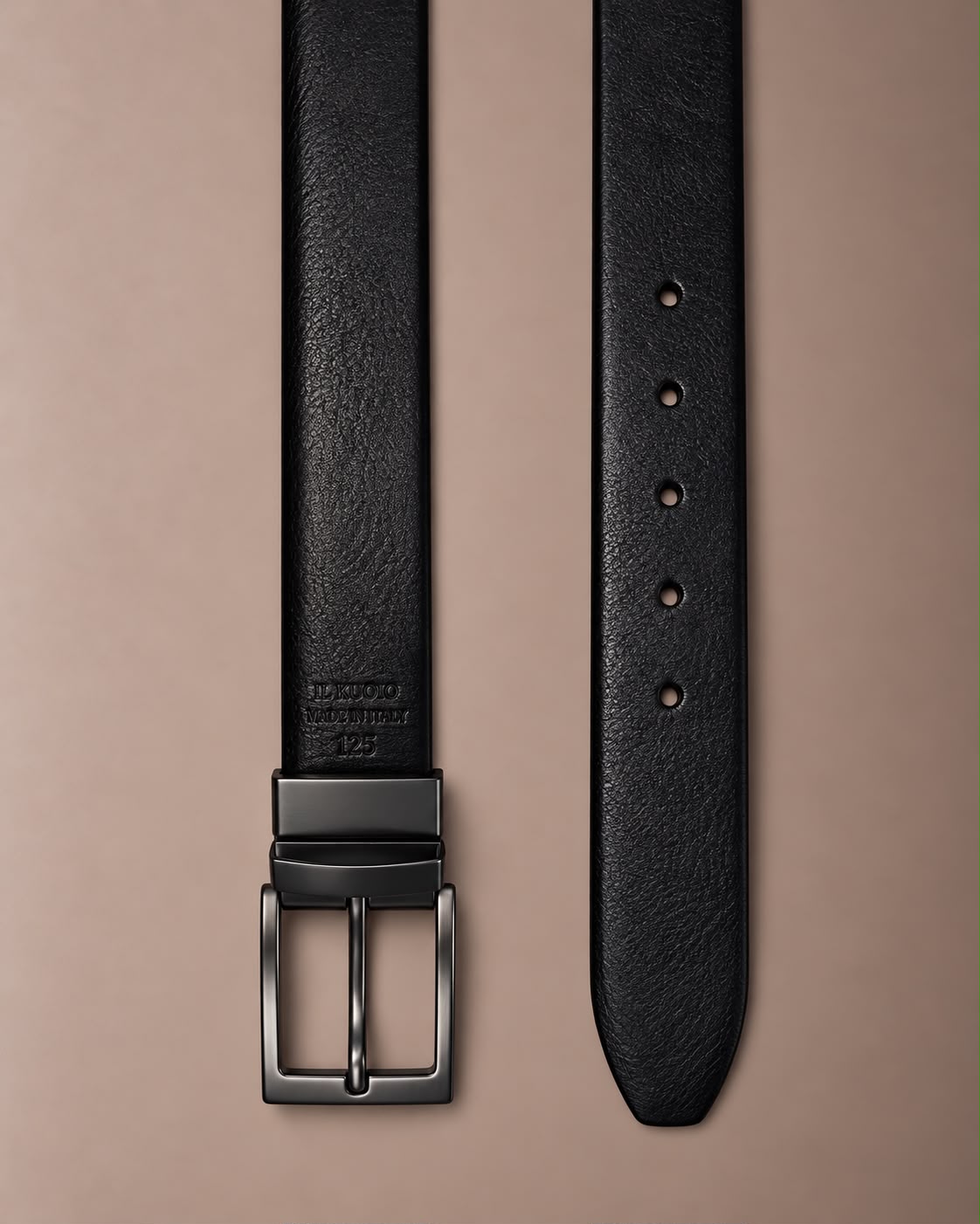 Cintura Uomo Double Face in Vera Pelle 100% Made in Italy – Il Kuoio 3112Nero/Carbonio