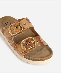 Sandali doppia fascia in eco nappa Geo Classic