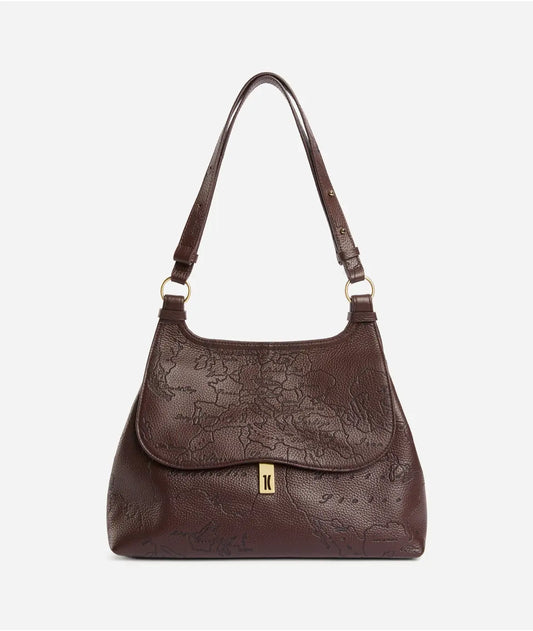 Antique Geo Leather borsa sottospalla Cioccolato Alviero Martini