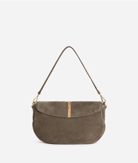 Savage Leather tracolla con patta Verde Oliva Alviero Martini