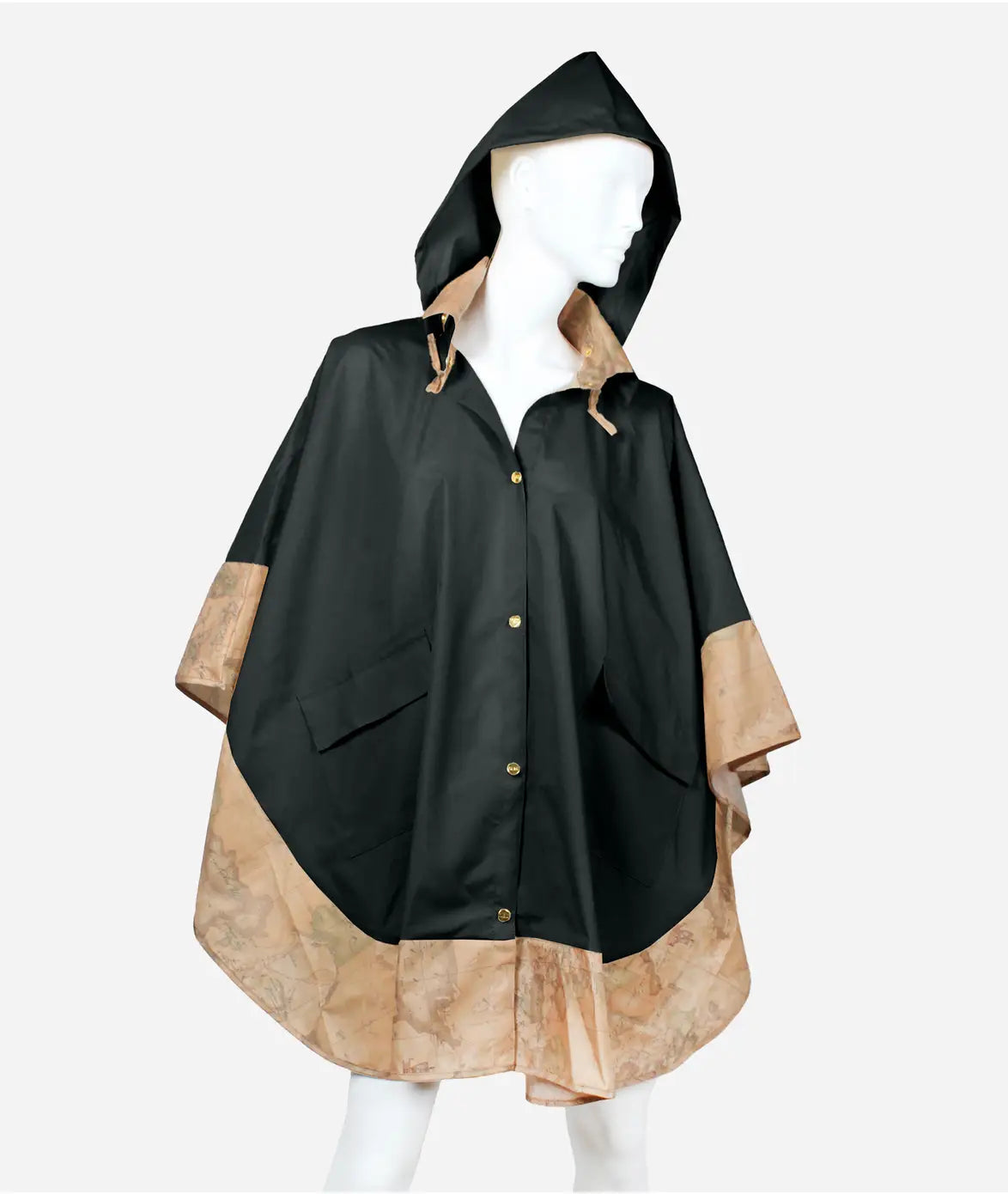 Poncho impermeabile lungo con banda Geo Classic Nero Alviero Martini