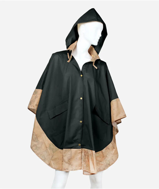 Poncho impermeabile lungo con banda Geo Classic Nero Alviero Martini