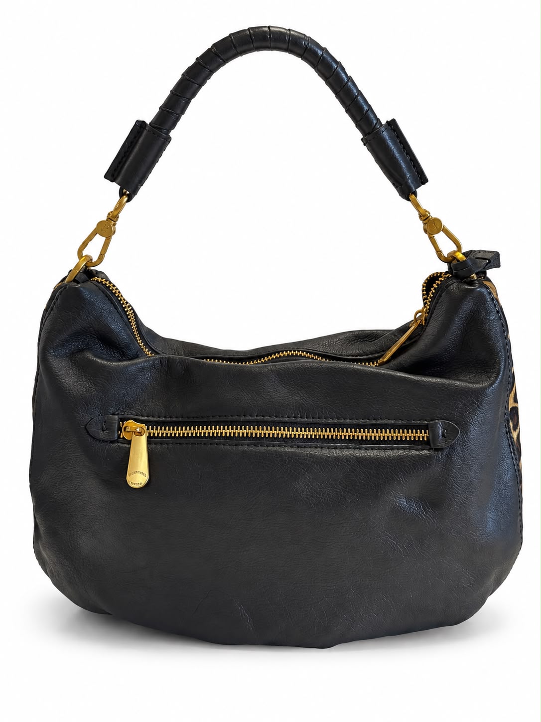 Hobo media in pelle liscia con inserti in cavallino CAV26503 Pelletteria Veneta