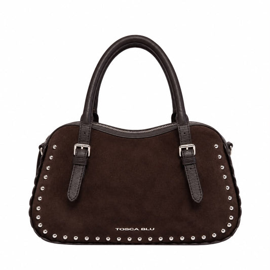 ToscaBlu  Bauletto Gilda in suede con micro borchie colore testa di moro