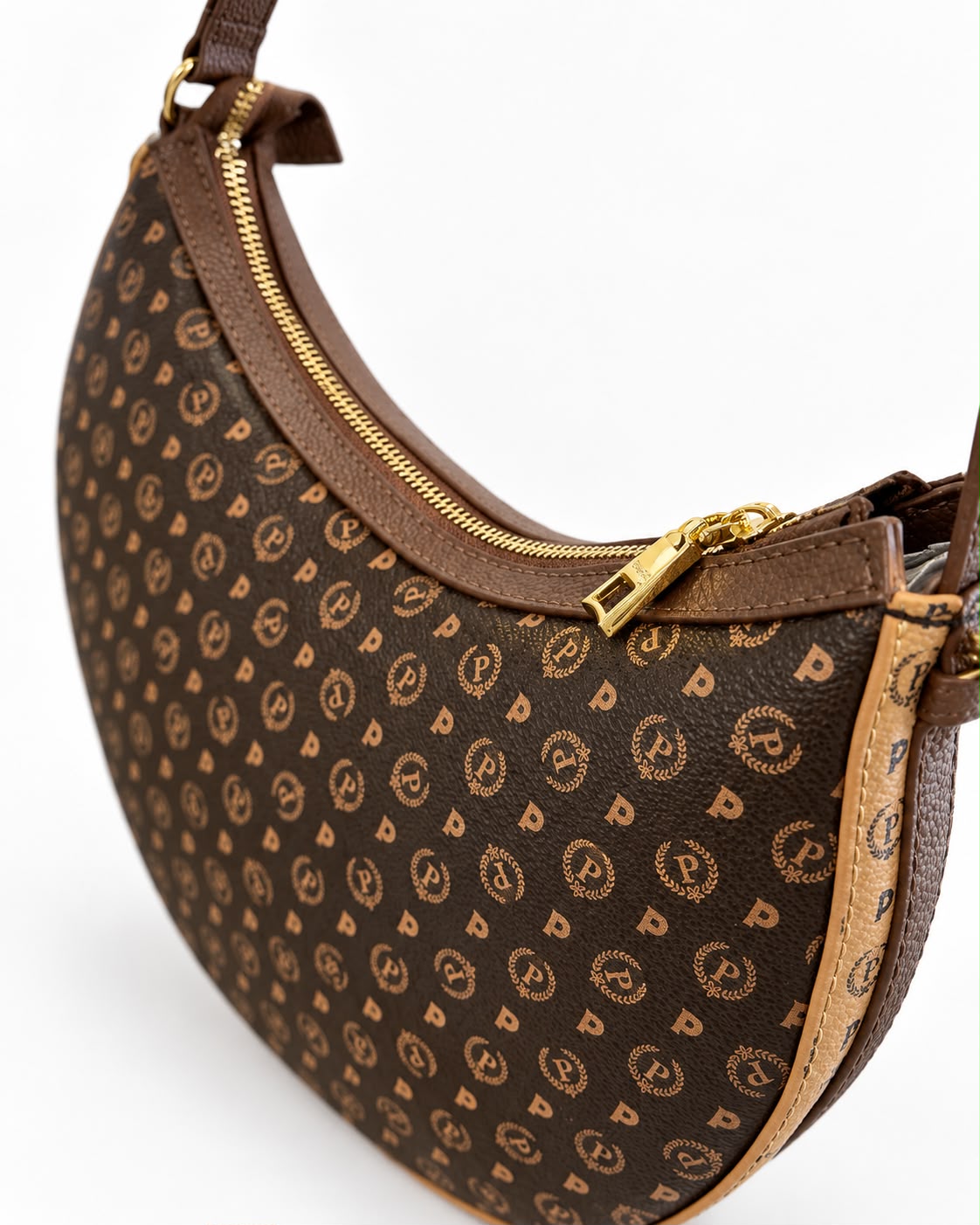 Pollini Linea Heritage Hobo Bag Heritage In Soft Relief Marrone/Crema