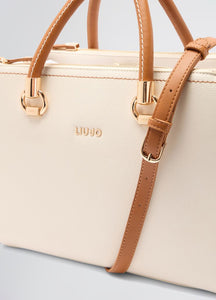 Borsa a mano bianca e marrone