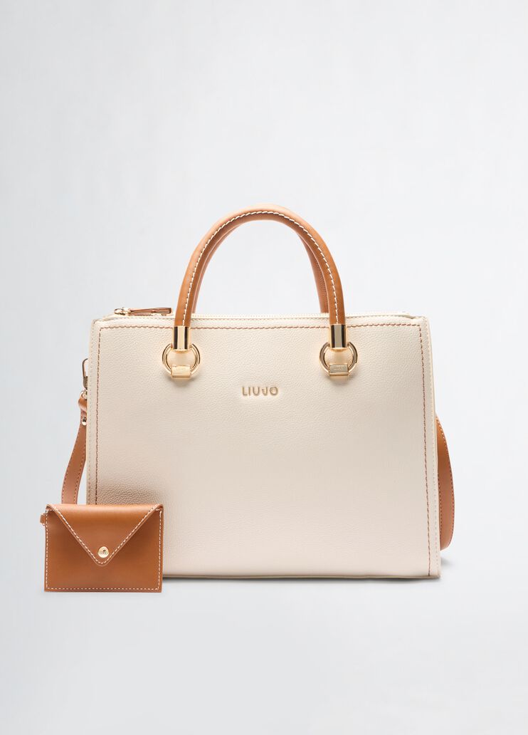 Borsa a mano bianca e marrone