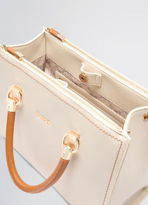 Borsa a mano bianca e marrone