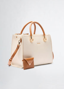 Borsa a mano bianca e marrone