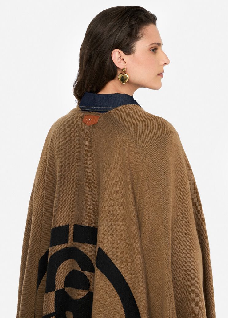 Poncho con logo e frange