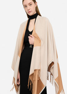 Poncho con logo e frange