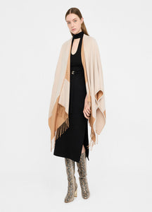 Poncho con logo e frange