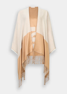 Poncho con logo e frange