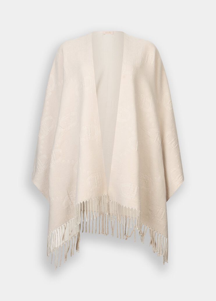 Poncho con logo e frange