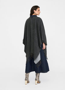 Poncho con logo e frange