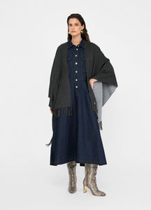 Poncho con logo e frange