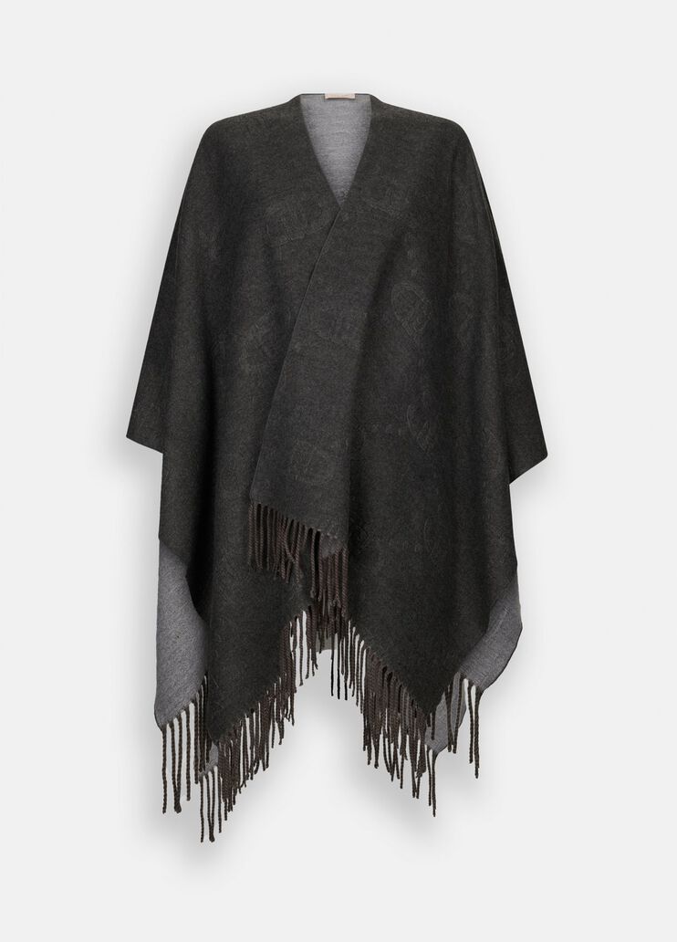Poncho con logo e frange