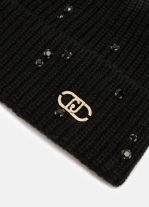 Berretto con strass e perle