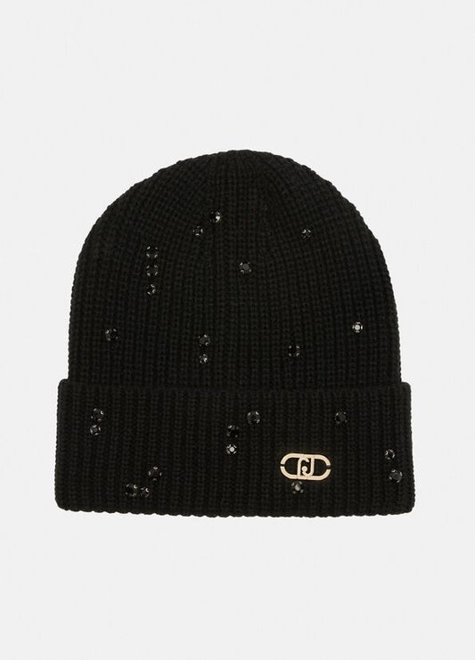 Berretto con strass e perle