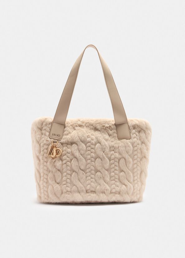 Borsa hobo grande in pelliccia sintetica
