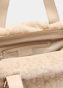 Borsa hobo grande in pelliccia sintetica