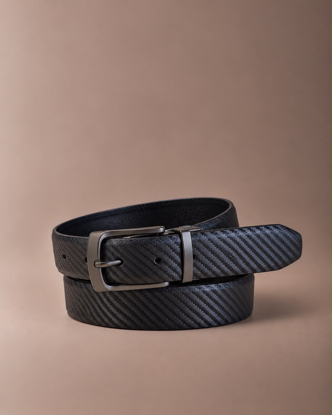 Cintura Uomo Double Face in Vera Pelle 100% Made in Italy – Il Kuoio 3112Nero/Carbonio