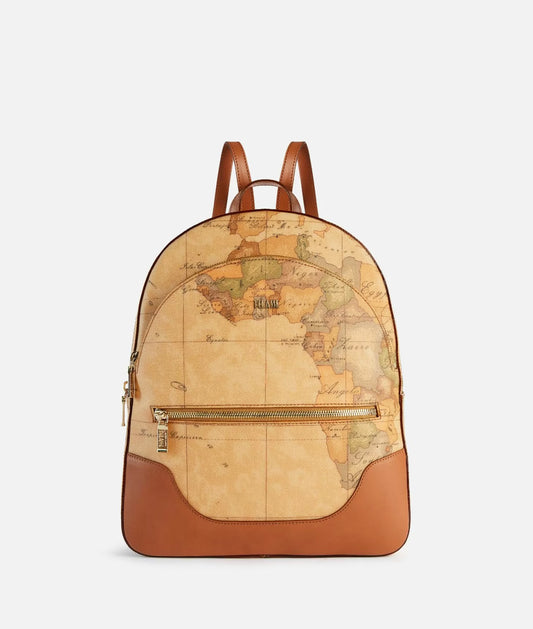 Art.C E046 6000 Zaino tre tasche in tessuto stampa Geo Classic Naturale