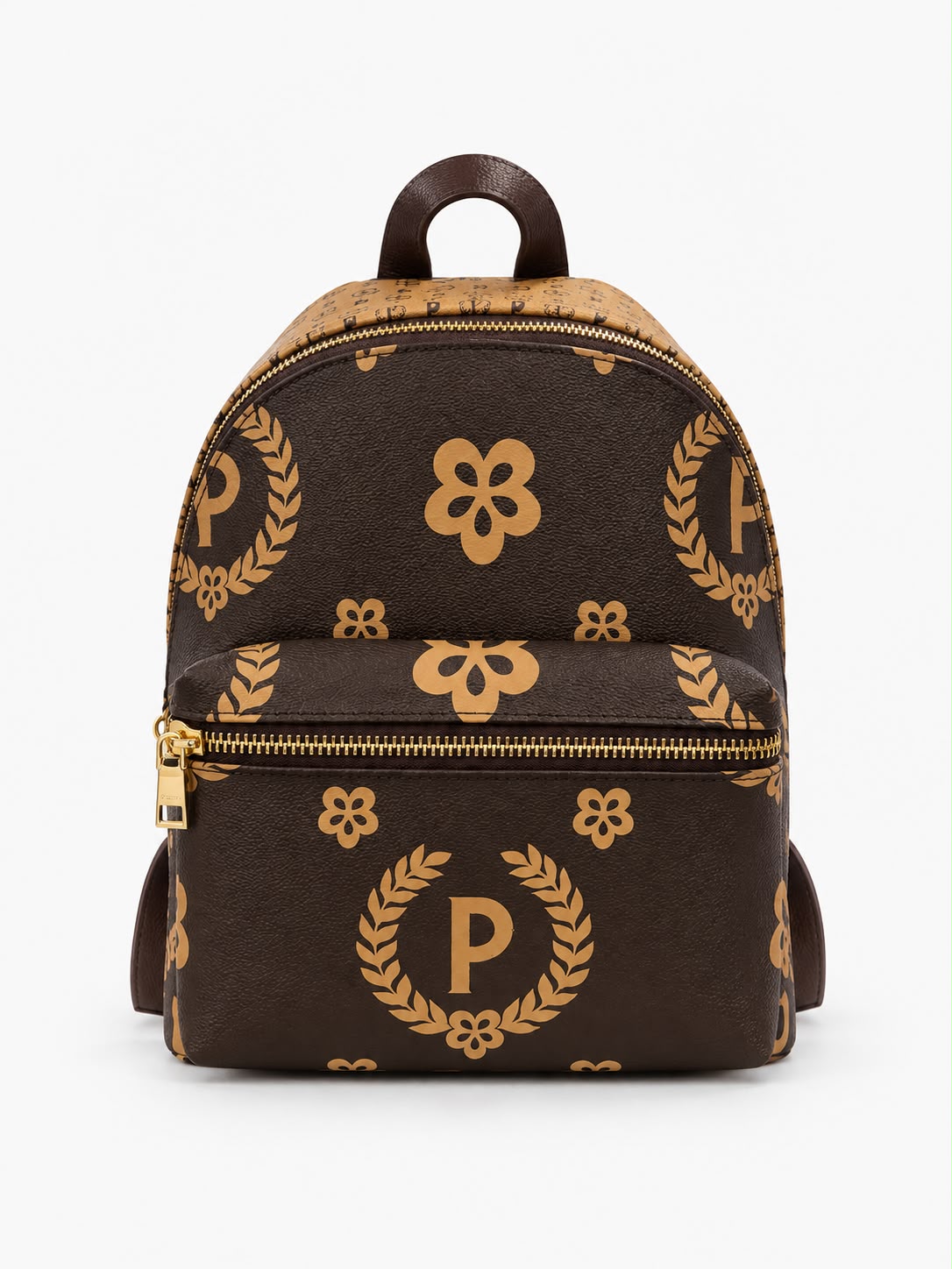 Pollini Zaino Heritage con Maxi Logo Marrone/Crema