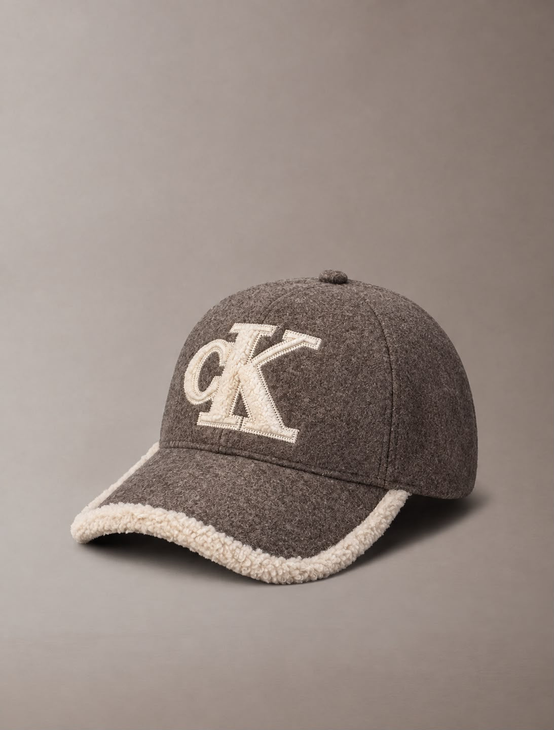 Cappellino in feltro con logo teddy Calvin Klein demitasse heather