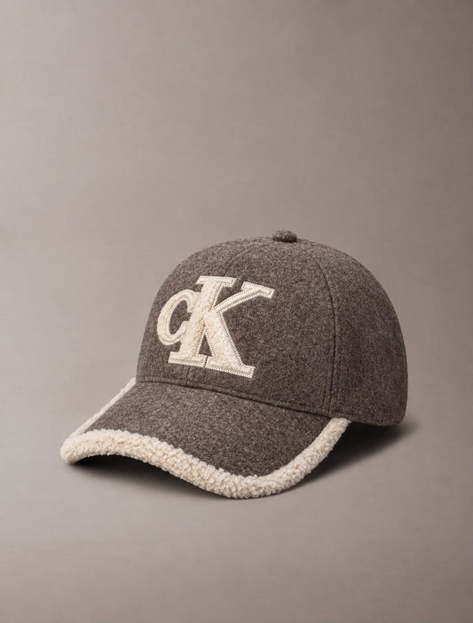 Cappellino in feltro con logo teddy Calvin Klein demitasse heather